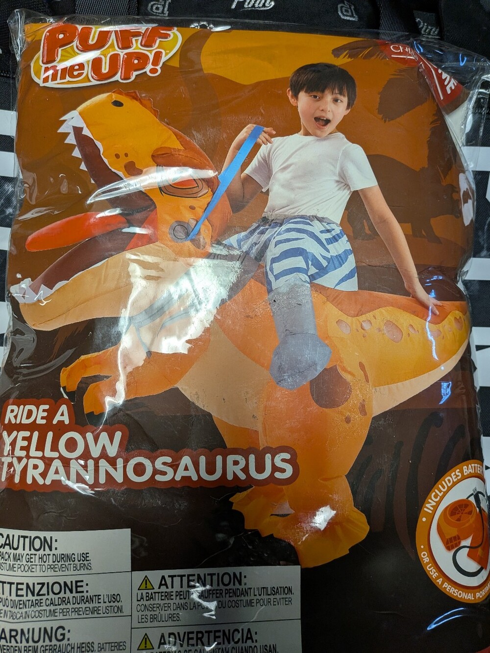 Yellow Tyrannosaurus Inflatable Ride-On Costume - Kids